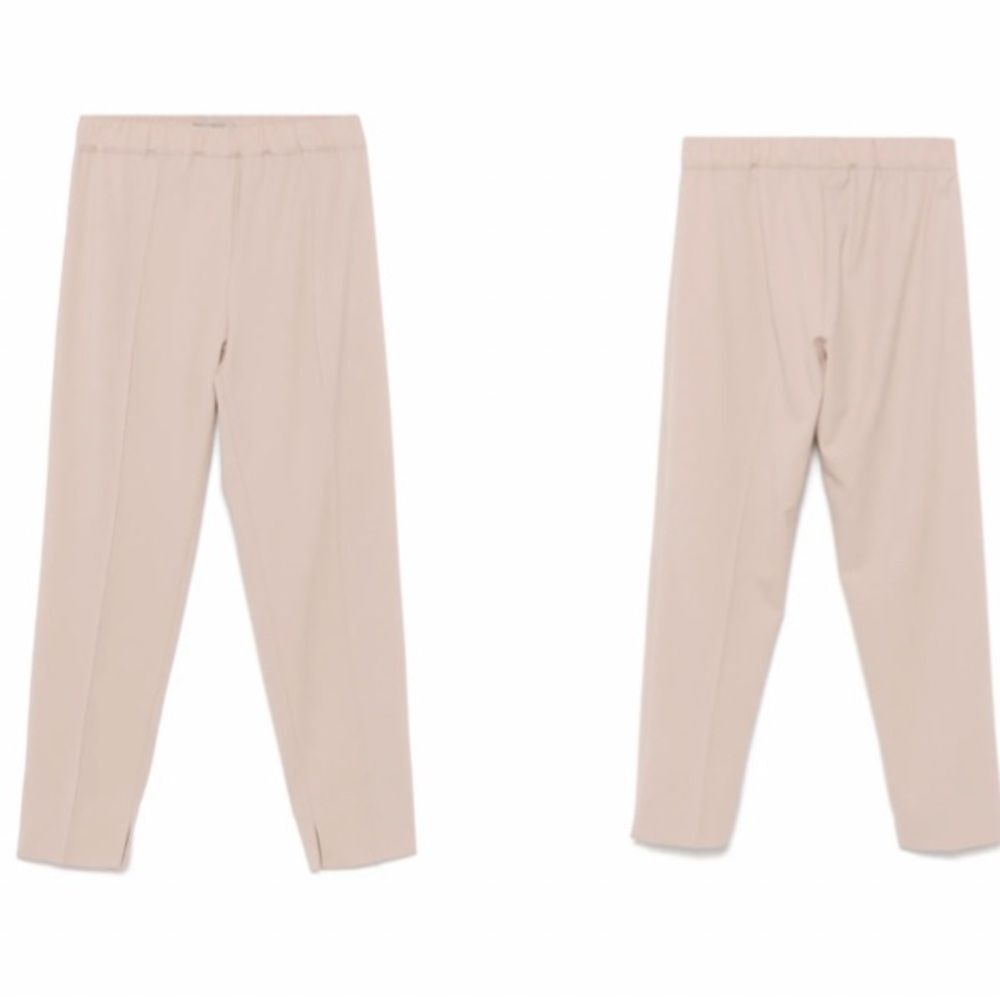 NEW D.Exterior Blush Twill Wool Blend Elastic Waist Tapered Trousers Pants L